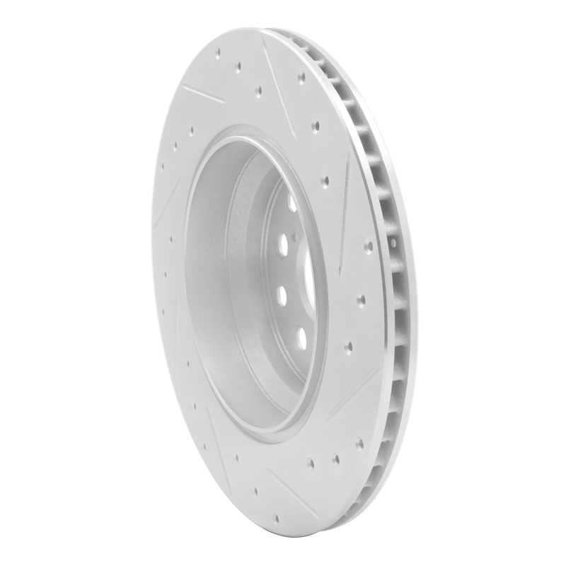 Lexus LS600h Brake Rotor (1) - Left Rear - R1 Concepts - Drilled & Slotted - Silver - `07-`17